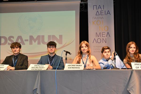 Vasiliki Mamitsa (Secretary General), Stergios Stivaktakis (President of the General Assembly), Stella Athanassoglou (Deputy President of the General Assembly), Jean-Claude El Ghoul (Deputy Secretary General), Christos Liossis (Deputy Secretary General)